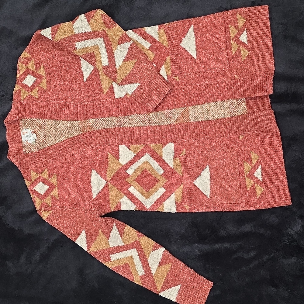 Brown Republic Rust and Cream Geometric Cardigan